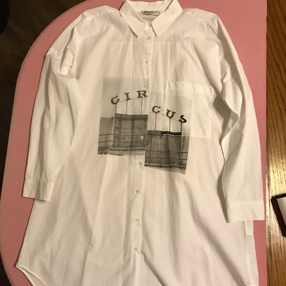 Zara White Circus Shirt Dress
